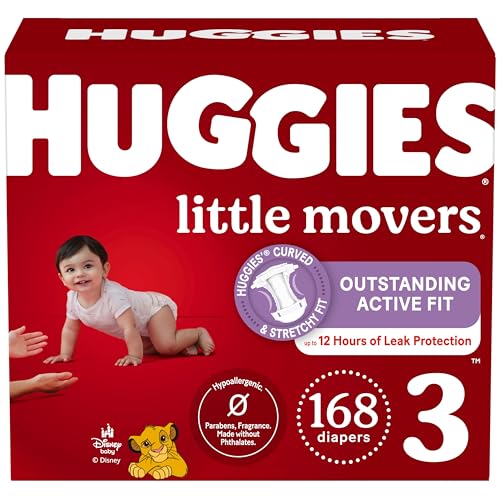 Huggies Little Movers Size 3 Diapers, 168 Count
