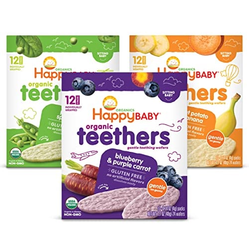 Happy Baby Organics Teether Variety Pack, 12 Count, 3 Flavors
