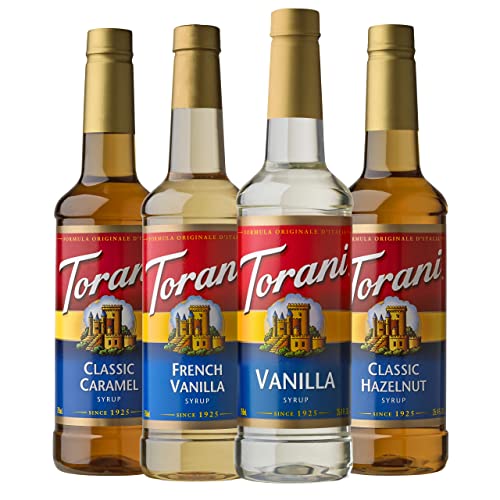 Torani Flavor Pack: Caramel, Vanilla & Hazelnut, 25.4oz (4)