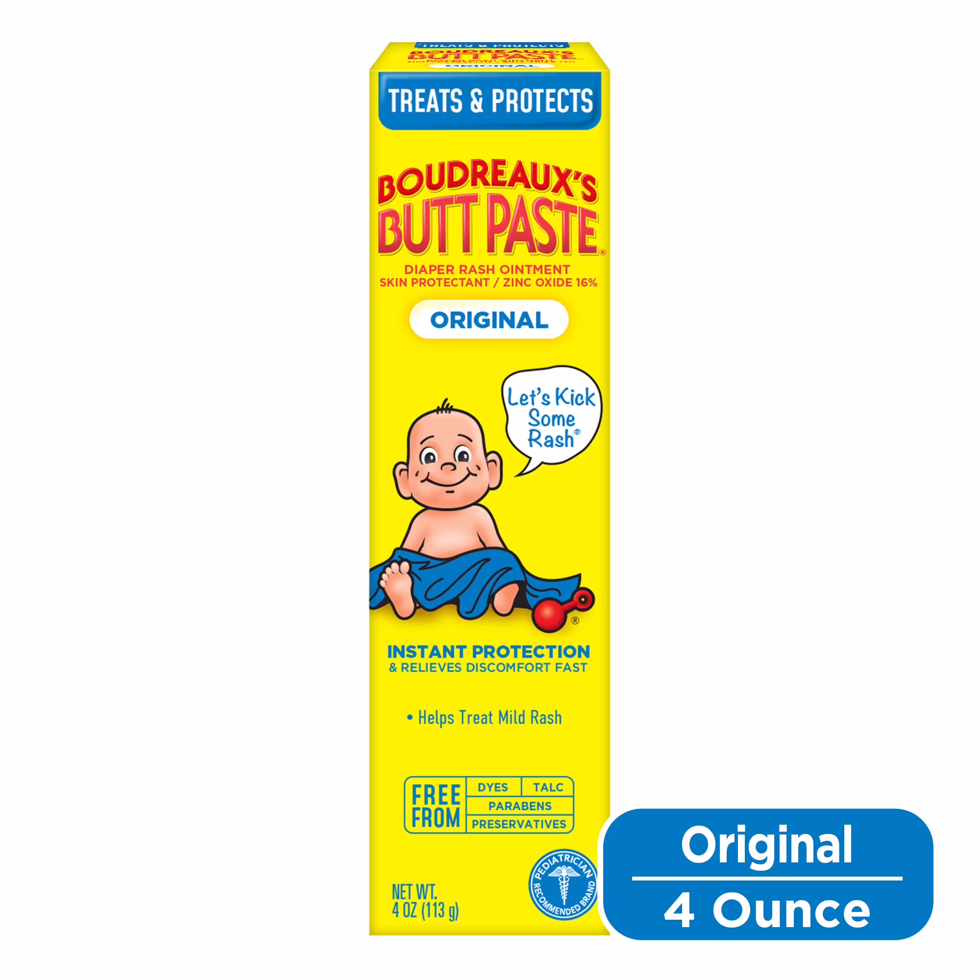 Boudreaux’s Butt Paste Original Diaper Rash Cream, Ointment for Infant 4 oz Tube