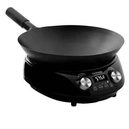 Nuwave Induction Hot Wok with 14 Carbon Steel Wok, Glass Lid & Stand