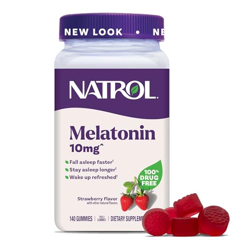 Natrol Melatonin Gummies, 10 mg, 140 Count, Strawberry