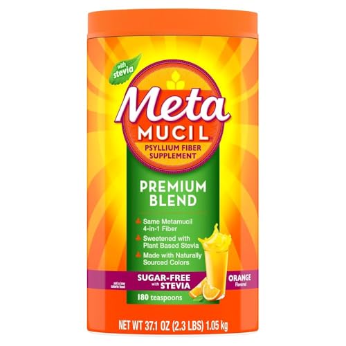 Metamucil Premium Sugar-Free Psyllium Fiber, Orange, 180 tsp