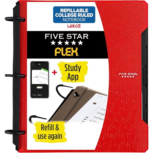 Five Star Flex Refillable Notebook, College Ruled, 1″ Binder, Red