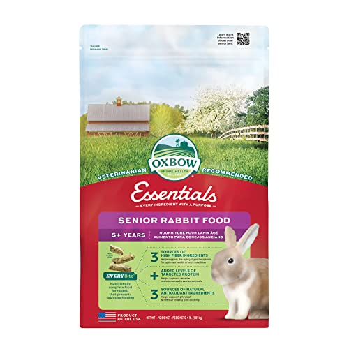Oxbow Essentials Senior Rabbit Food Pellets, High Fiber, 4 lb