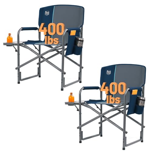 TIMBER RIDGE Aluminum Camping Chair with Side Table, 2 Pack
