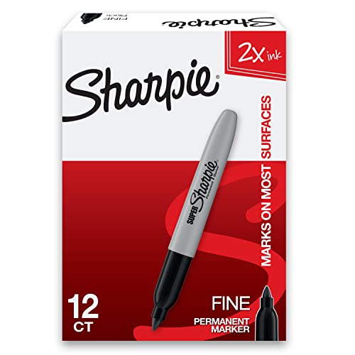 Sharpie Fine Point Permanent Markers, Black, 12-Pack