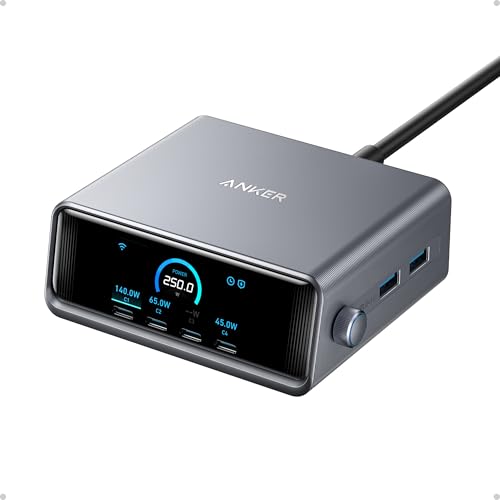 Prime Deal: Anker 250W GaN 6-Port USB C Charger with LCD Display