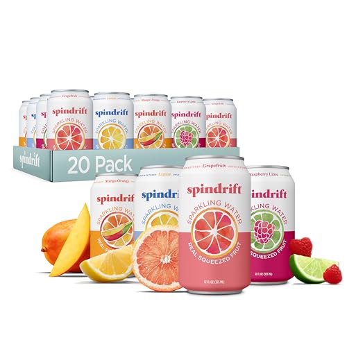 Spindrift Sparkling Water Variety Pack, Real Fruit, 12 Fl Oz, 20-Pack