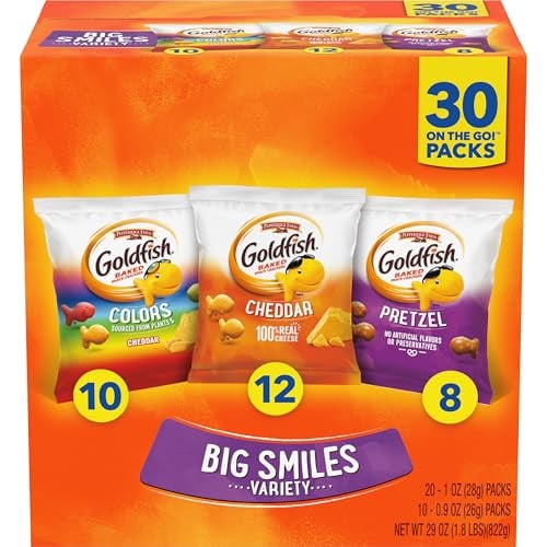 Goldfish Variety Pack: Cheddar, Colors & Pretzels, 30 Ct