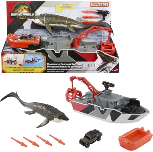Matchbox Jurassic World Dino Boat Set with Jeep & Accessories