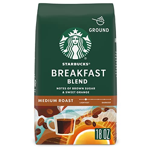 Starbucks Breakfast Blend Medium Roast Ground Coffee, 18 oz