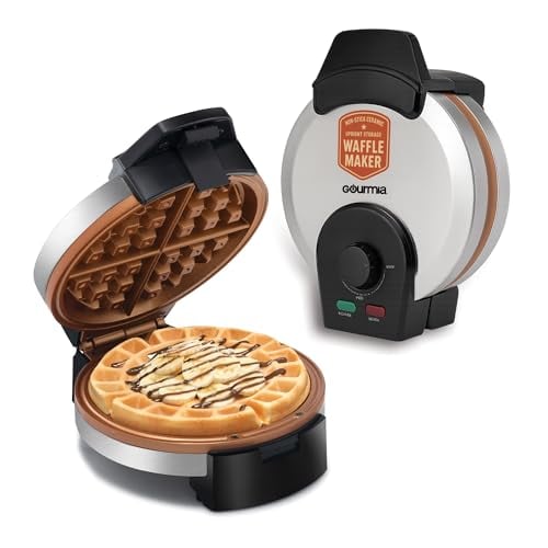 Gourmia Belgian Waffle Maker – Compact, Adjustable, Nonstick, Stainless Steel