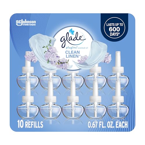 Glade PlugIns Clean Linen Refills, 10-Pack, 6.7 Fl Oz
