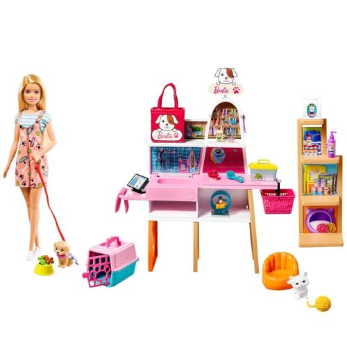 Barbie Pet Boutique Playset with 4 Pets & Accessories