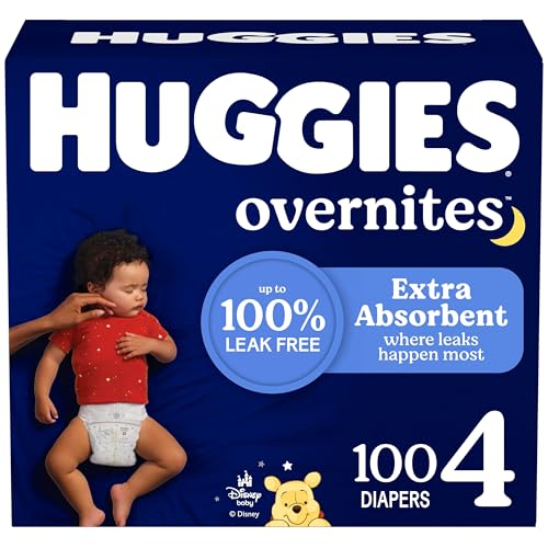 Huggies Overnites Baby Diapers, Size 4, 100 Ct