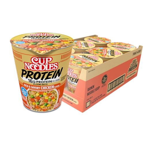 Nissin Cup Noodles Chicken Ramen, 16g Protein, 6-Pack
