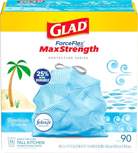 Glad 13 Gallon Beachside Breeze Trash Bags, 90 Count