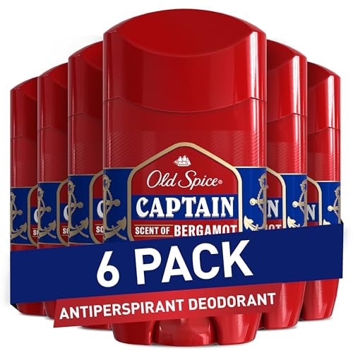 Old Spice Men’s Antiperspirant, Captain Scent, 2.6 oz, 6-Pack