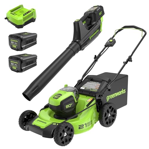 Greenworks 80V Cordless Mower & Blower with Batteries & Charger (w/Prime)