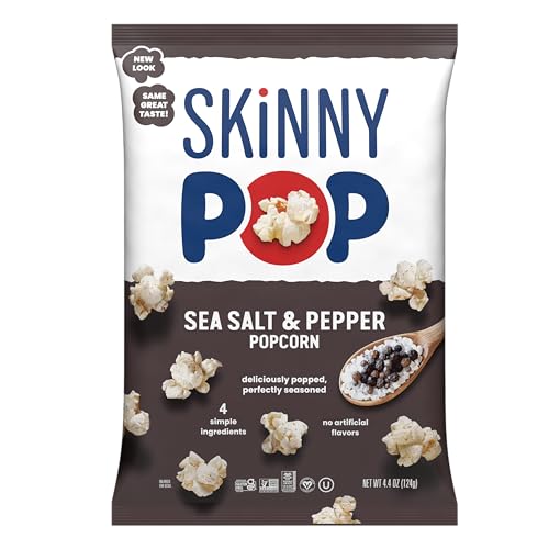 SkinnyPop Sea Salt & Pepper Popcorn, 4.4oz Bag