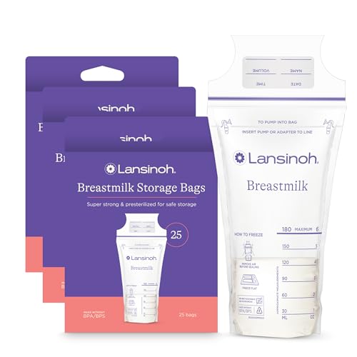 Lansinoh Breastmilk Storage Bags, 75 Count, 6 Oz, Fast Freeze
