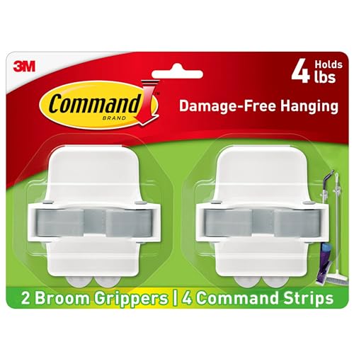 Command Broom and Mop Grippers, 2 Hangers, Damage-Free, 4 lb Capacity