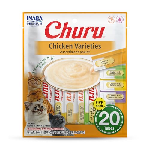 INABA Churu Chicken Cat Treats, Grain-Free, 20 Tubes