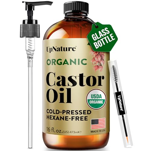 UpNature 100% Pure Organic Castor Oil, 16 oz (Cold-Pressed)