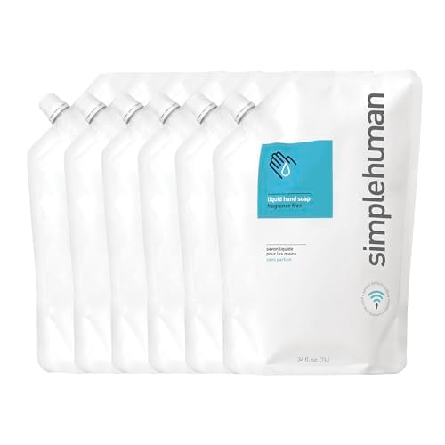 simplehuman Fragrance-Free Hand Soap Refill, 34 Oz, 6-Pack