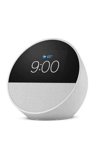 Echo Spot: Smart Alarm Clock with Alexa, Glacier White