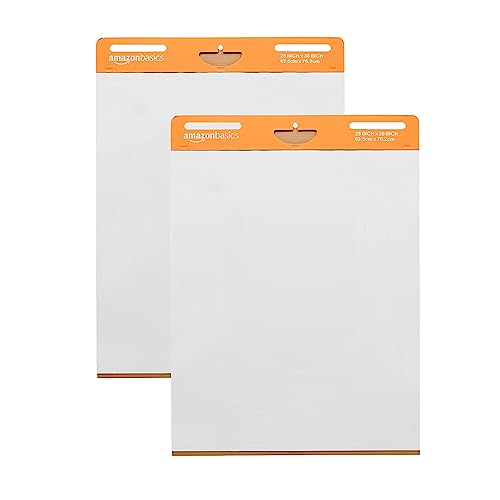 Amazon Basics 25″x30″ Sticky Easel Pads, White, 2-Pack