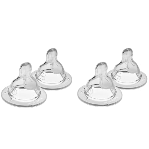 MAM Slow Flow Silicone Nipples, Newborn+, Fits All Bottles, 4 Pack