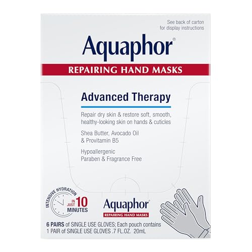 Aquaphor Hand Masks: Moisturizing Gloves with Avocado & Shea, 6-Pack