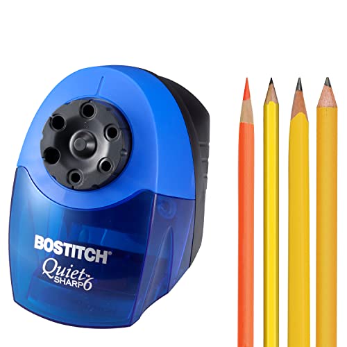 Bostitch QuietSharp 6 Electric Pencil Sharpener, Classroom Heavy Duty, Blue