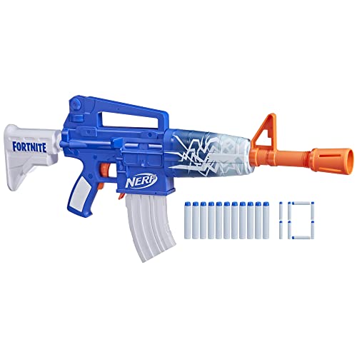 Nerf Fortnite Motorized Blue Shock Blaster with 10 Darts