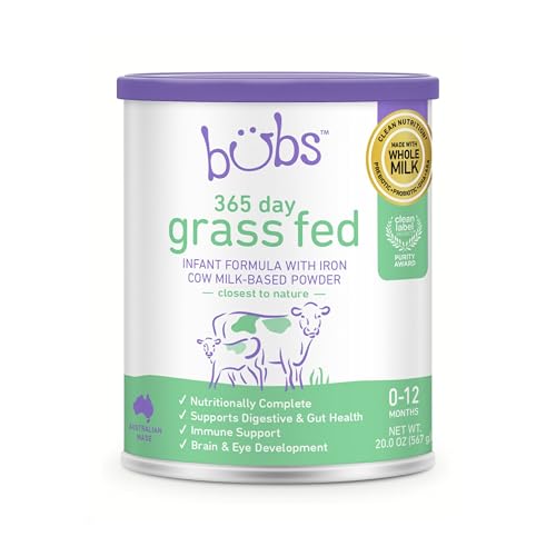 Bubs Grass Fed Infant Formula with Iron, Non-GMO, 20 oz