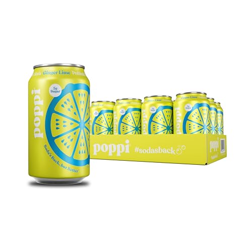 Poppi Ginger Lime Prebiotic Soda, 12oz, Pack of 12