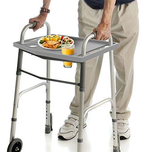 Walker Tray Table with Cup Holders – Bluestone Gray