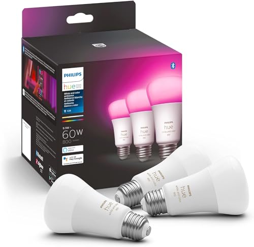 Philips Hue Smart LED Bulb, White & Color, 3-Pack