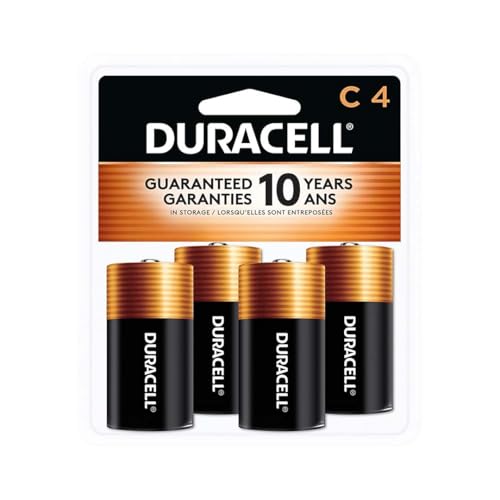 Duracell Coppertop C Batteries, 4-Pack, Long-Lasting Alkaline