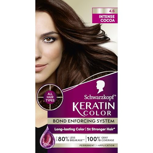 Schwarzkopf Keratin Hair Dye, Intense Cocoa, 100% Gray Coverage