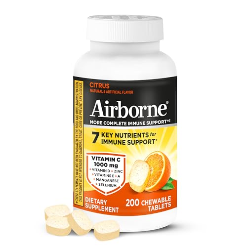 Airborne Immune Support: 1000mg Vitamin C, D, Zinc, 200 Tablets
