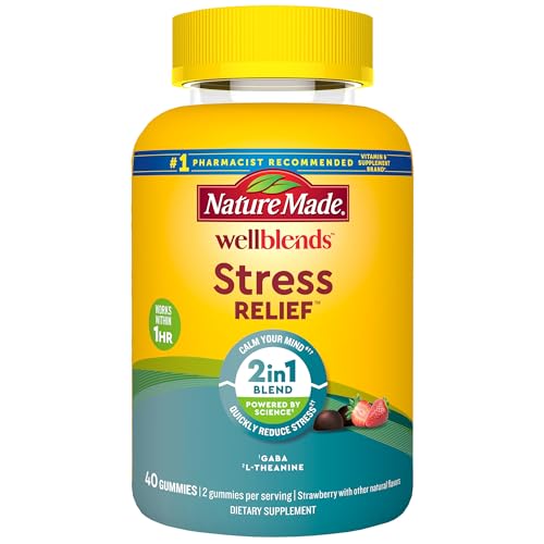 Nature Made Stress Relief Gummies, L-theanine & GABA, 40 Strawberry Gummies