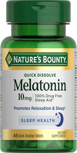 Nature’s Bounty Melatonin 10mg, Sleep Aid, 45 Tablets