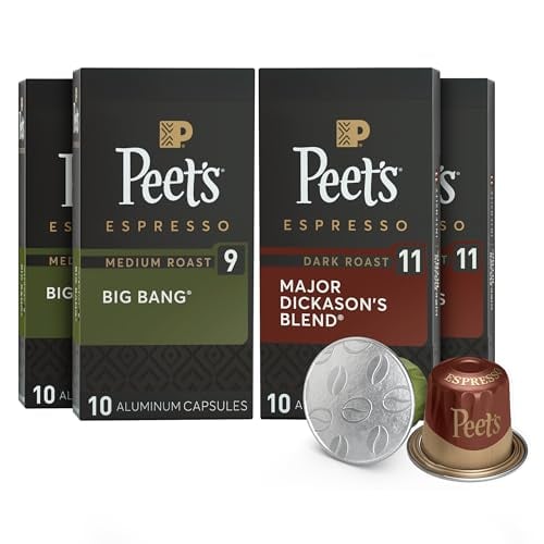 Peet’s Espresso Capsules Variety Pack, 40 Count, Nespresso Compatible