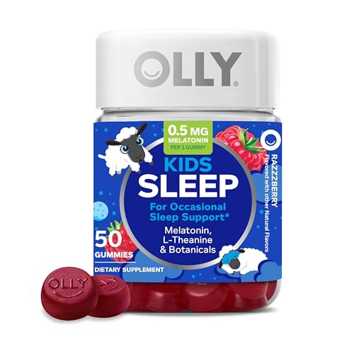 OLLY Kids Sleep Gummies, 0.5mg Melatonin, Raspberry – 50 Count