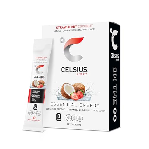CELSIUS Strawberry Coconut Sugar-Free Energy Drink Mix, 14 Sticks