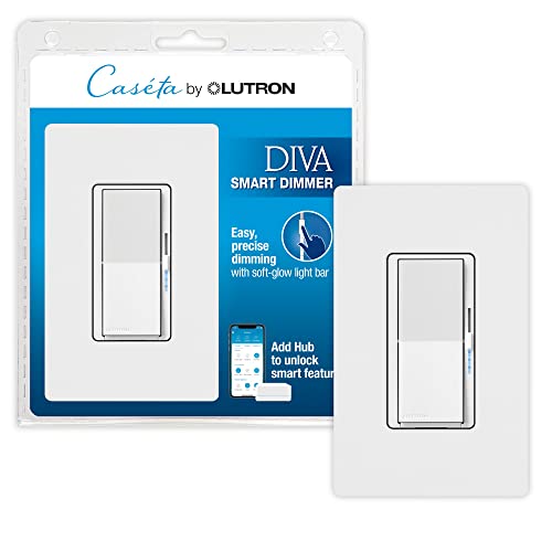 Lutron Diva Smart Dimmer Switch for LED, White, No Neutral