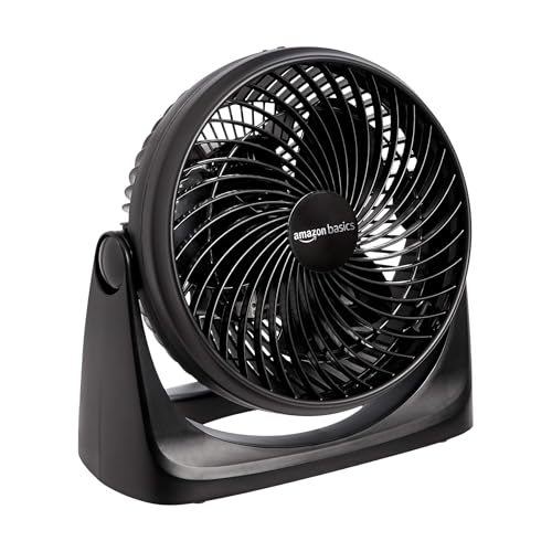 Amazon Basics Desk Fan, 3 Speeds, 90° Tilt, Black